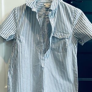 J.Crew Light Blue and White Striped Button-Up